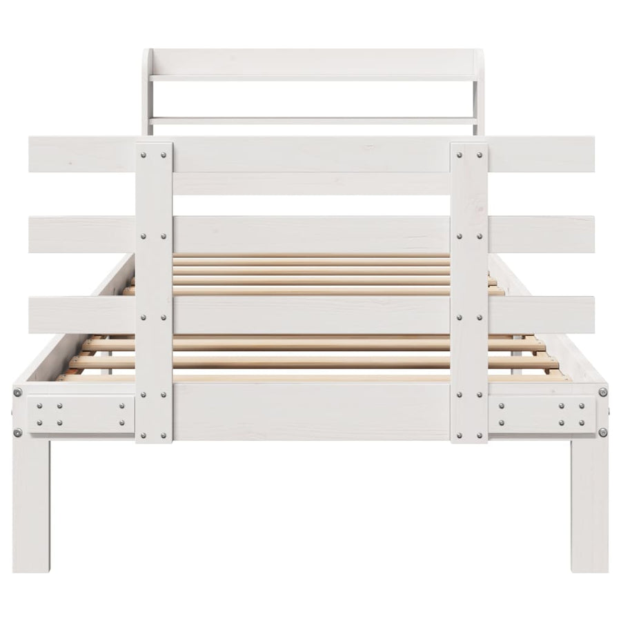 Bedframe met hoofdeinde zonder matras 100x200 cm wit