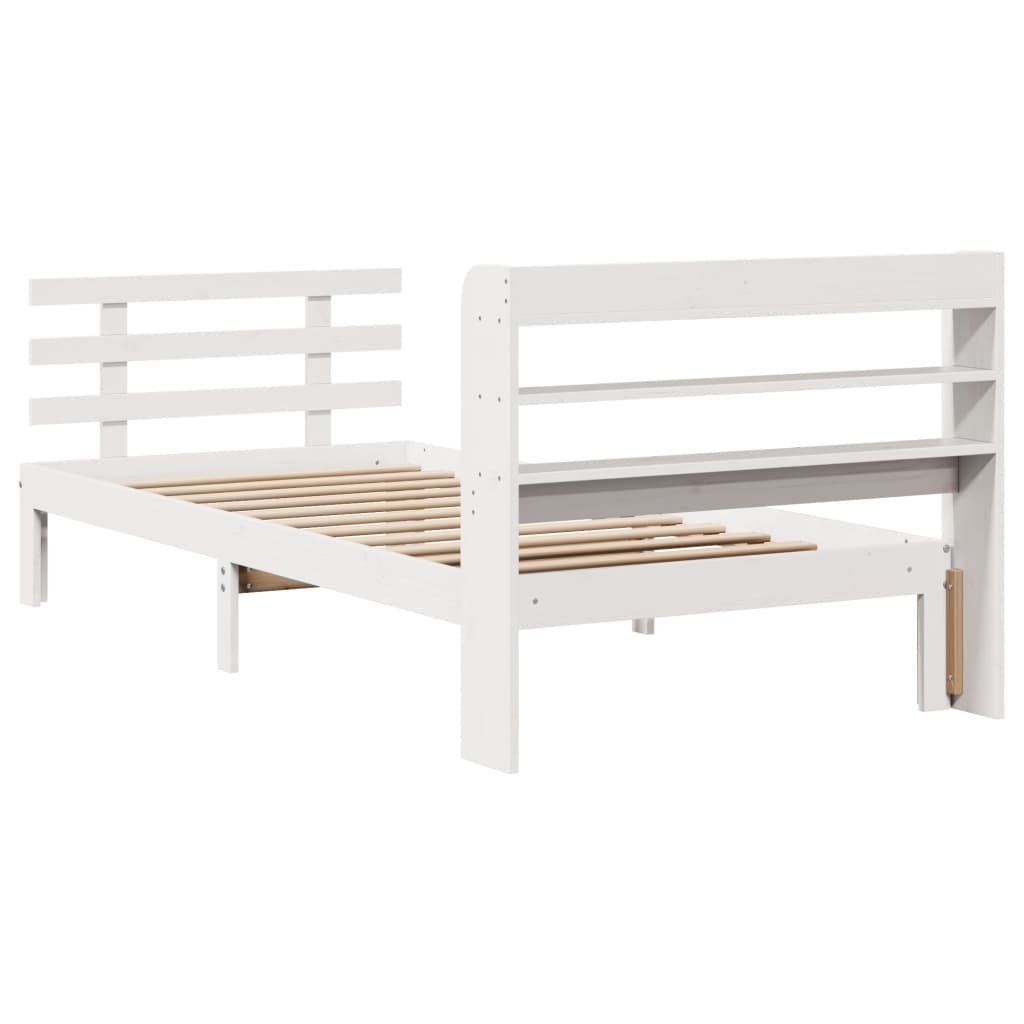Bedframe met hoofdeinde zonder matras 100x200 cm wit