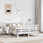 Bedframe 120x200 cm massief grenenhout wit met hoofdeinde