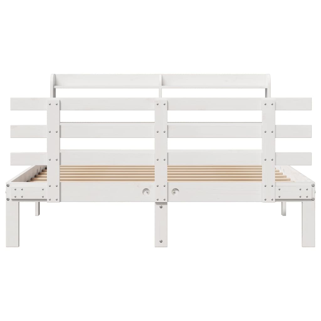 Bedframe met hoofdeinde zonder matras 140x200 cm wit