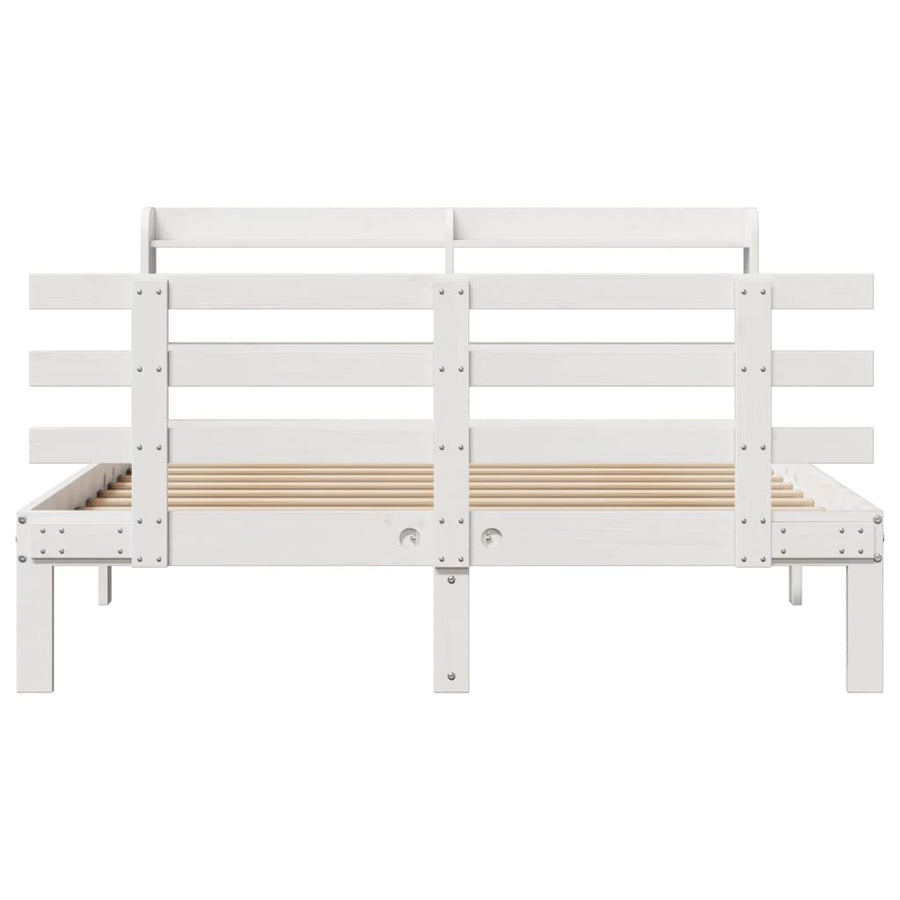 Bedframe met hoofdeinde zonder matras 140x200 cm wit
