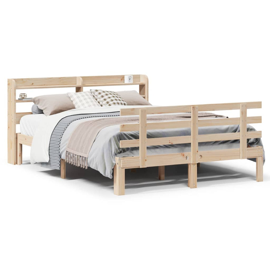 Bedframe met hoofdbord massief grenenhout 150x200 cm