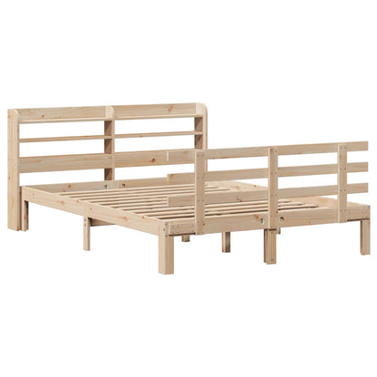 Bedframe met hoofdbord massief grenenhout 150x200 cm