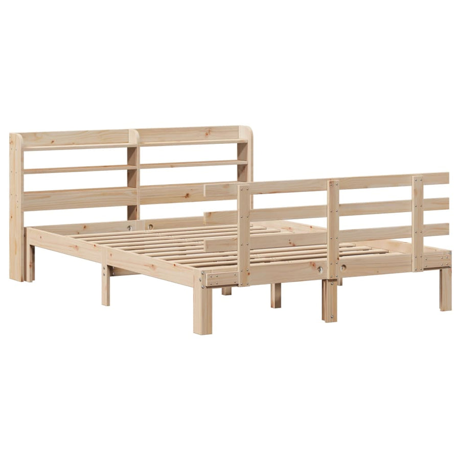 Bedframe met hoofdbord massief grenenhout 150x200 cm