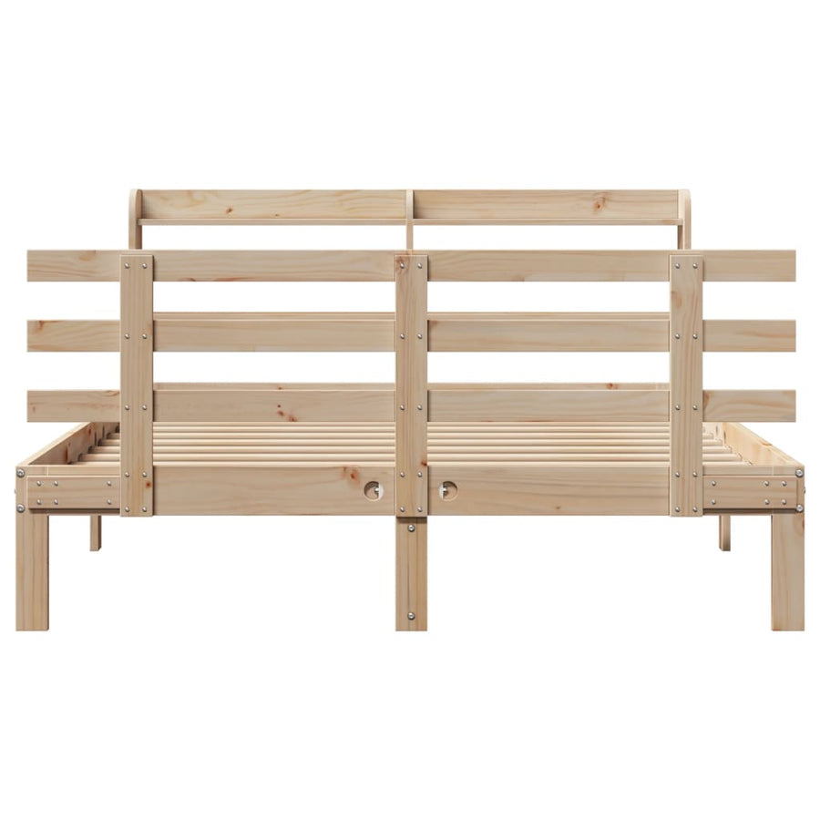Bedframe met hoofdbord massief grenenhout 150x200 cm