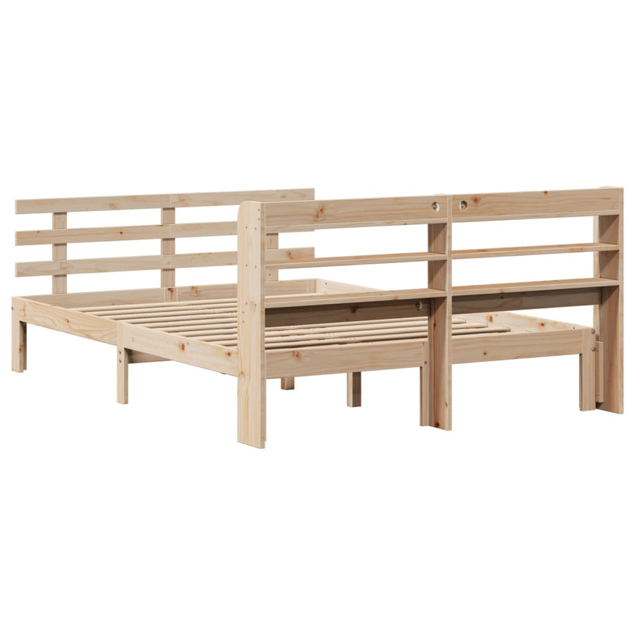 Bedframe met hoofdbord massief grenenhout 150x200 cm