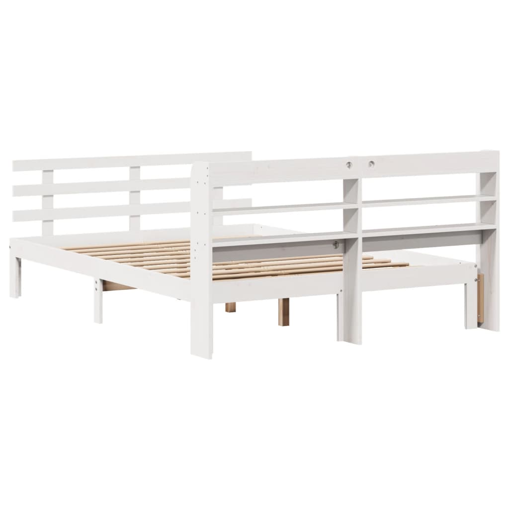 Bedframe met hoofdeinde zonder matras 160x200 cm wit
