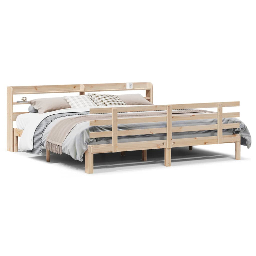 Bedframe met hoofdbord massief grenenhout 180x200 cm