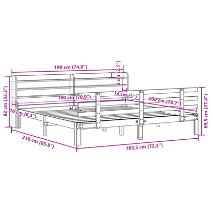 Bedframe met hoofdbord massief grenenhout 180x200 cm