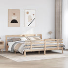 Bed frame with headboard solid pine wood 180x200 cm