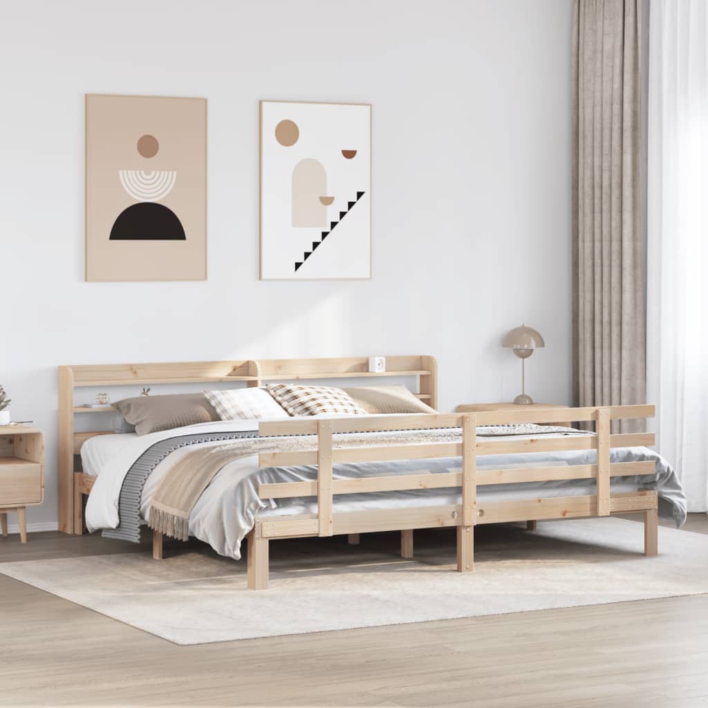 Bedframe met hoofdbord massief grenenhout 180x200 cm