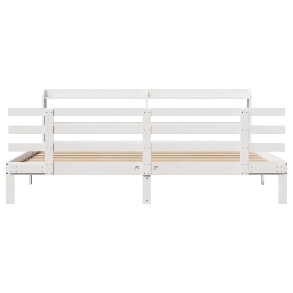 Bedframe met hoofdeinde zonder matras 180x200 cm wit