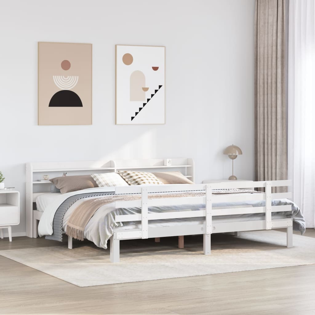 Bedframe met hoofdeinde zonder matras 180x200 cm wit