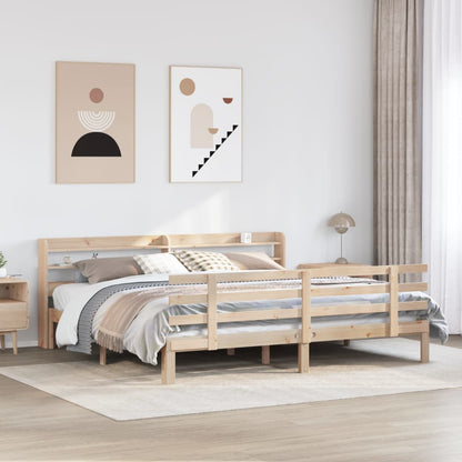Bedframe met hoofdbord massief grenenhout 200x200 cm