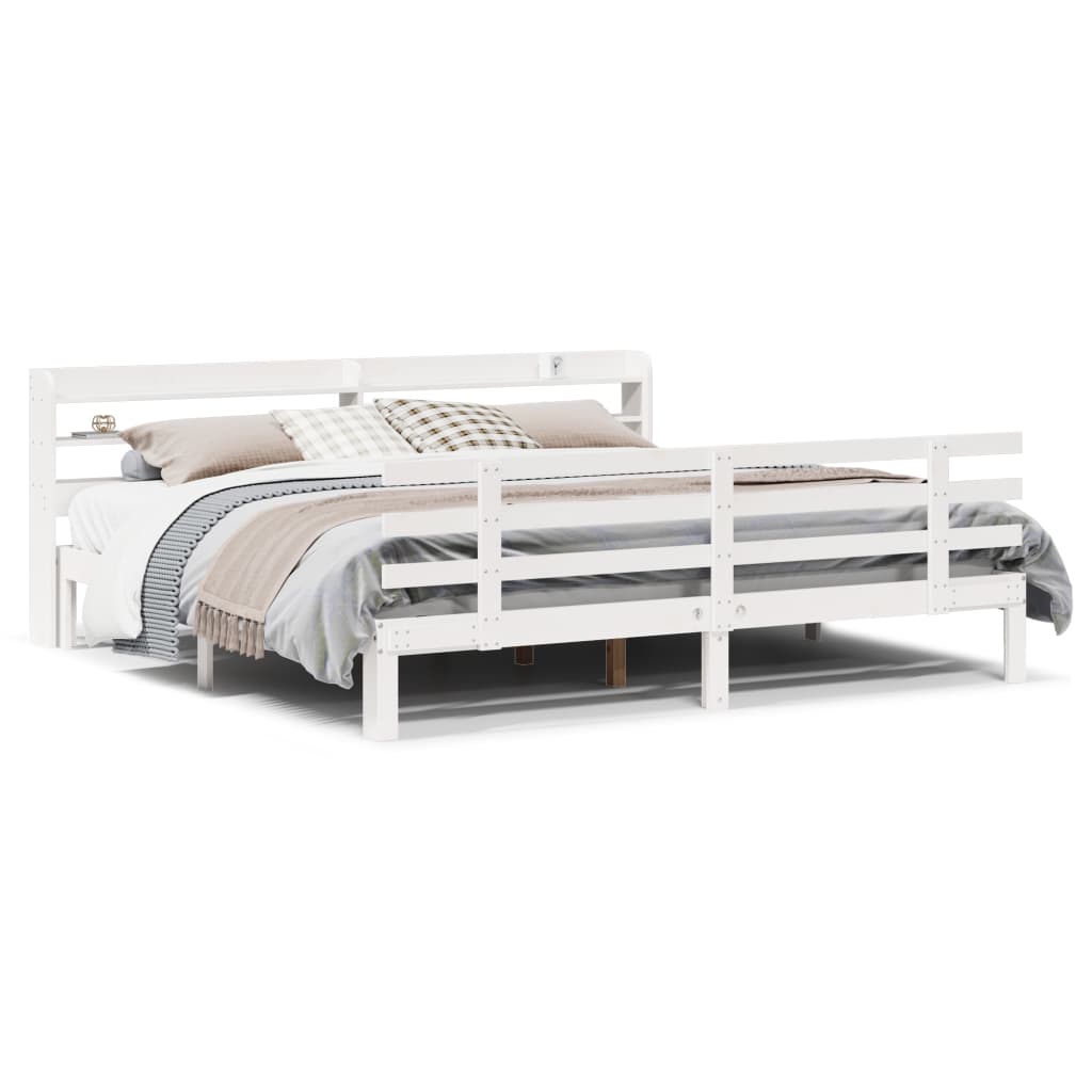 Bedframe met hoofdeinde zonder matras 200x200 cm wit
