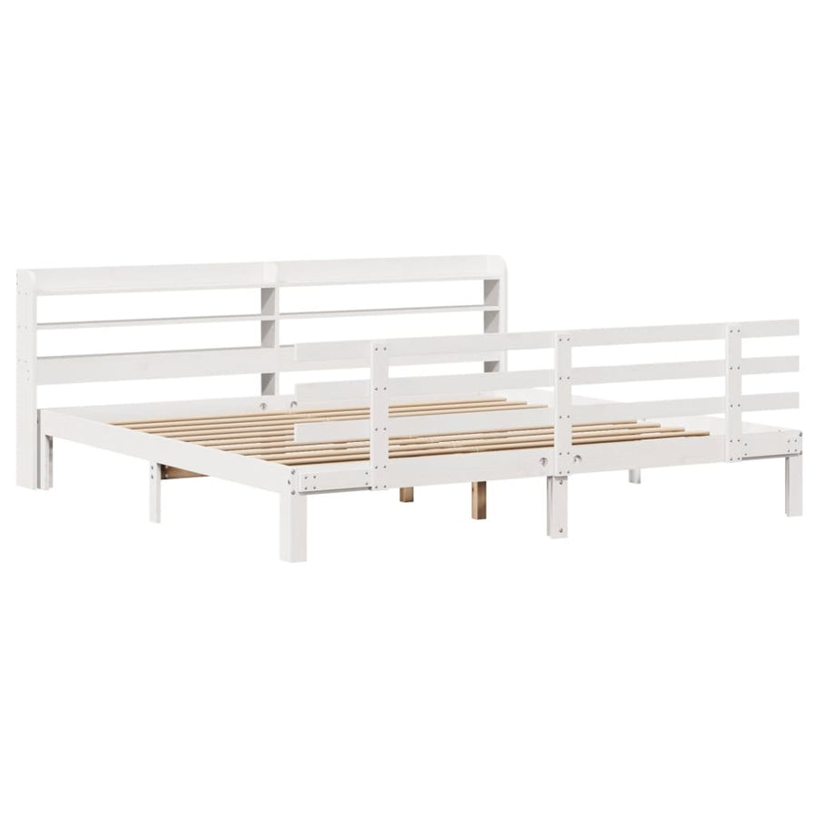 Bedframe met hoofdeinde zonder matras 200x200 cm wit