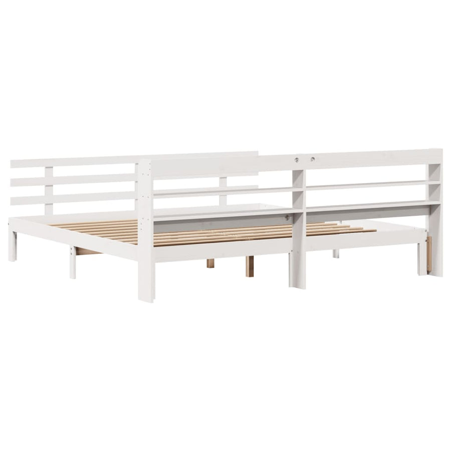 Bedframe met hoofdeinde zonder matras 200x200 cm wit