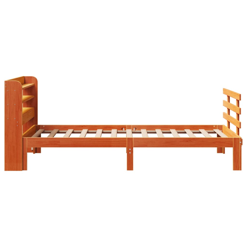Bedframe met hoofdbord massief grenenhout wasbruin 75x190 cm