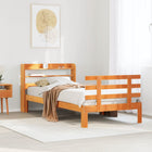 Bed frame with headboard solid pine wood wax brown 100x200 cm