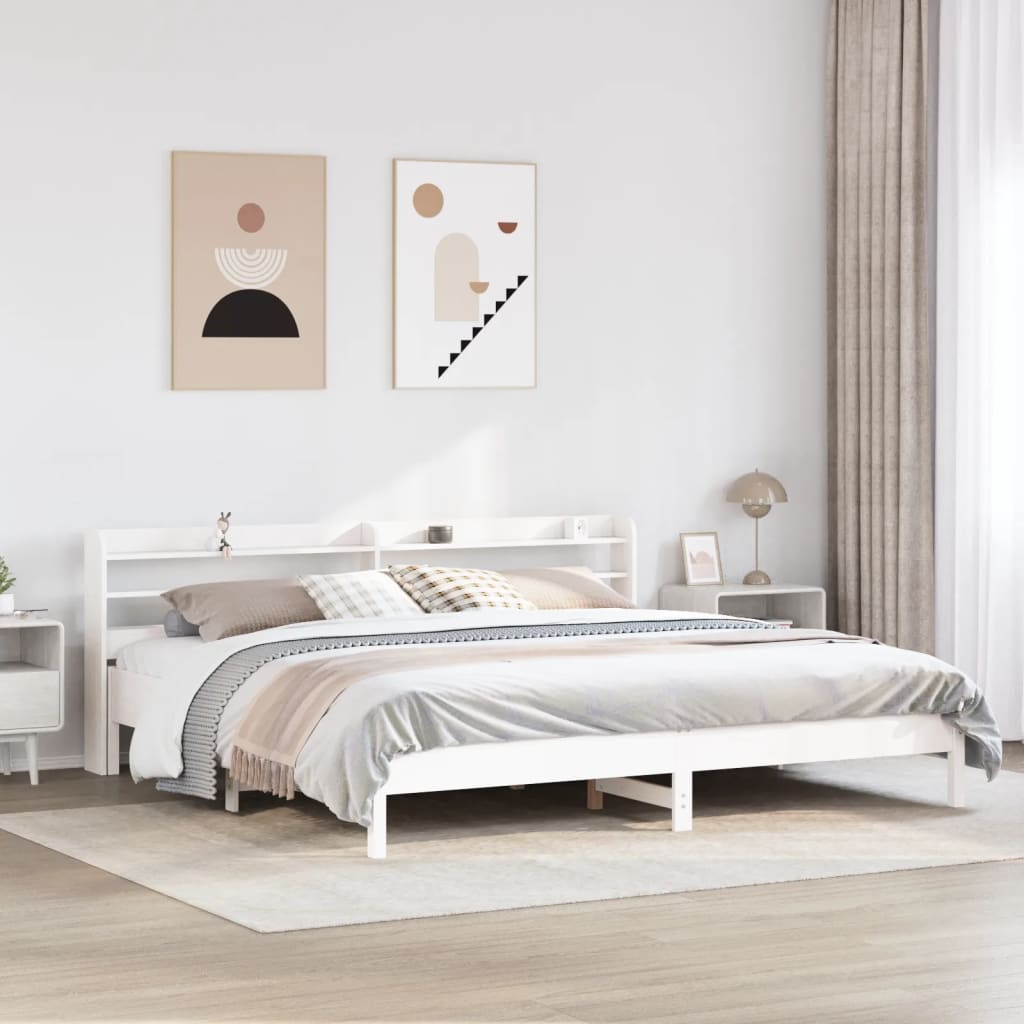 Bedframe zonder matras massief grenenhout wit 200x200 cm
