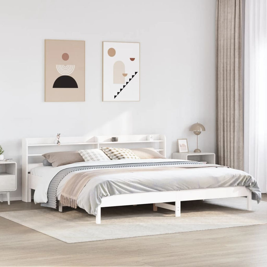 Bedframe zonder matras massief grenenhout wit 200x200 cm