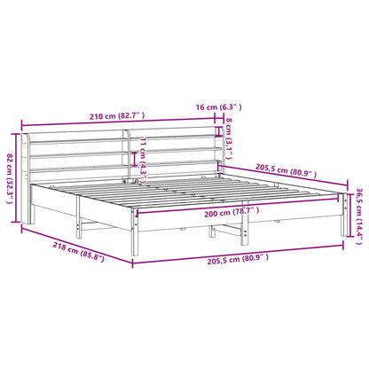 Bedframe zonder matras massief grenenhout wit 200x200 cm