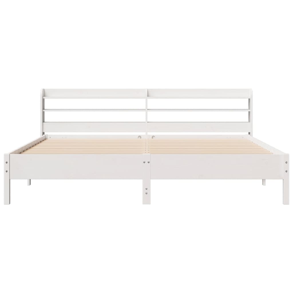 Bedframe zonder matras massief grenenhout wit 200x200 cm