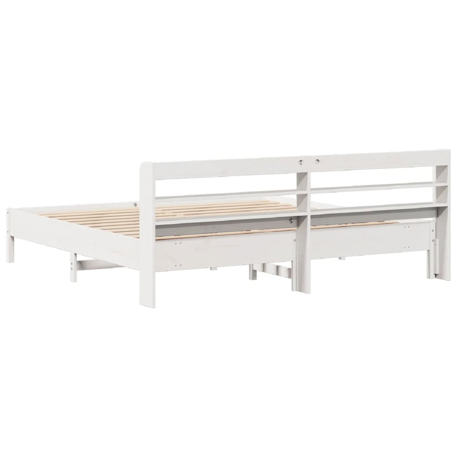 Bedframe zonder matras massief grenenhout wit 200x200 cm