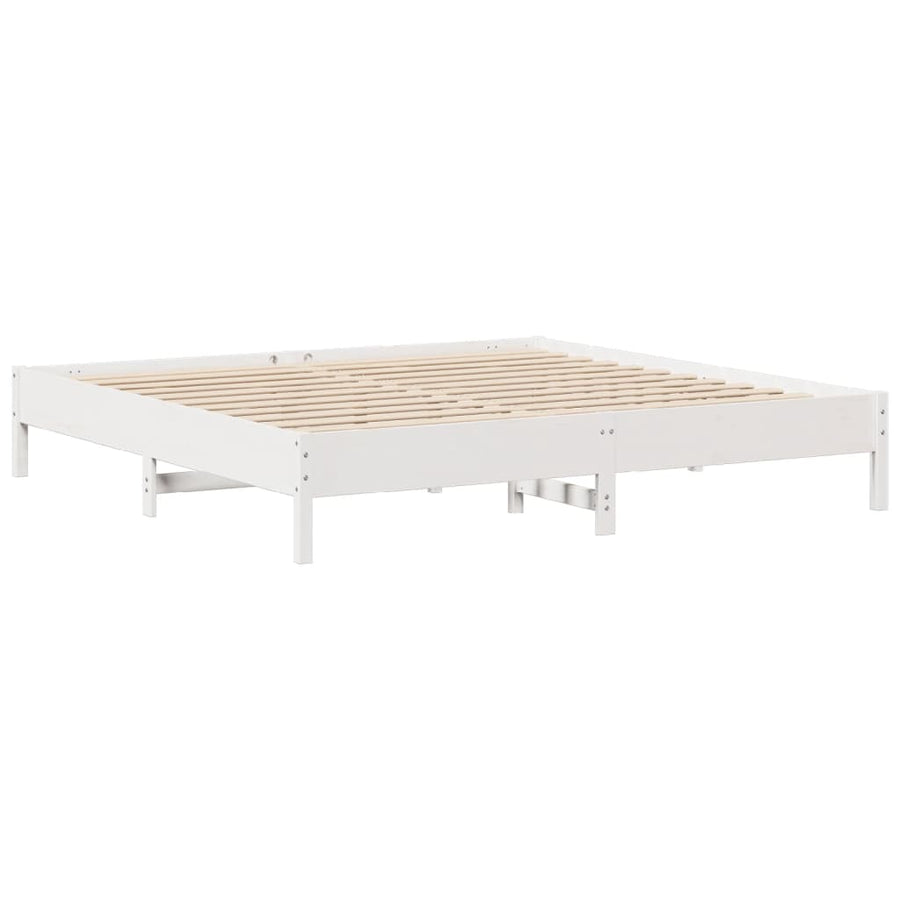 Bedframe zonder matras massief grenenhout wit 200x200 cm