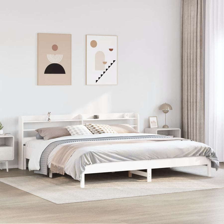 Bedframe zonder matras massief grenenhout wit 200x200 cm