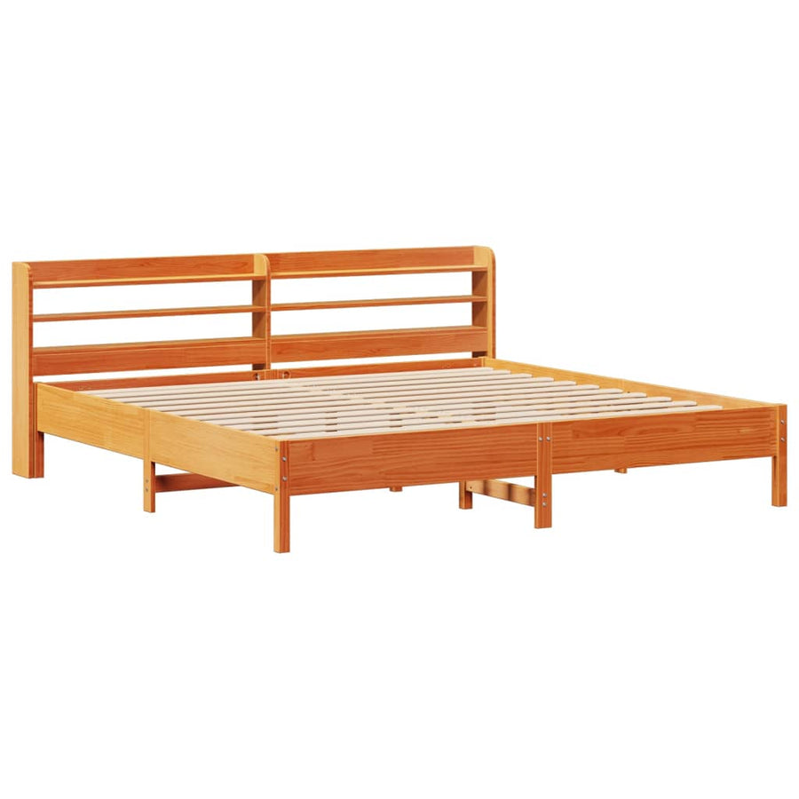 Bedframe zonder matras massief grenenhout wasbruin 200x200 cm