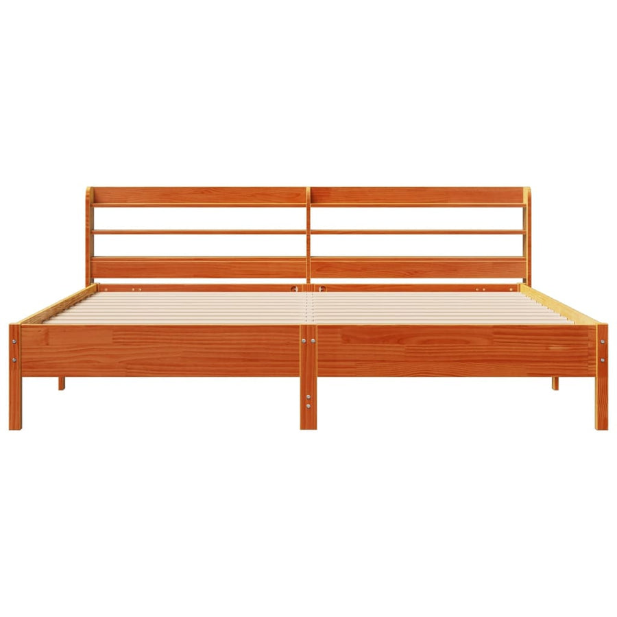 Bedframe zonder matras massief grenenhout wasbruin 200x200 cm