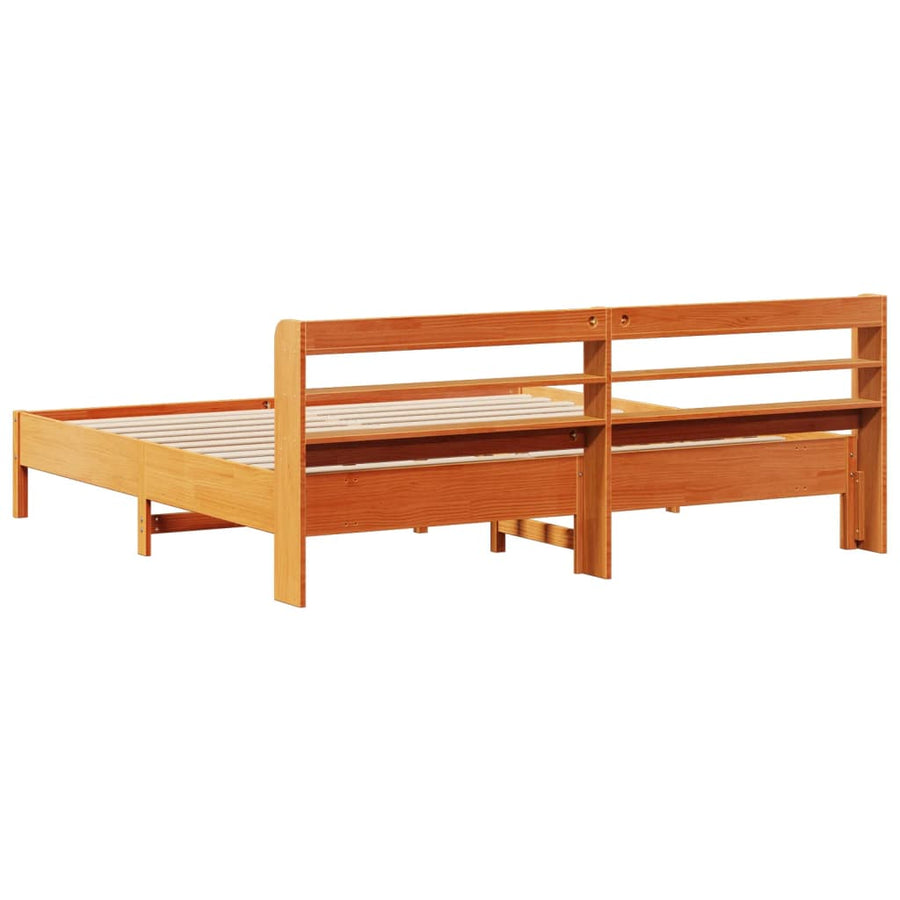Bedframe zonder matras massief grenenhout wasbruin 200x200 cm