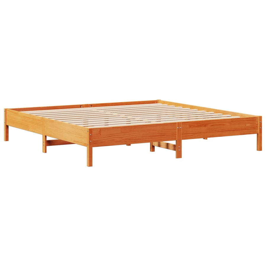 Bedframe zonder matras massief grenenhout wasbruin 200x200 cm