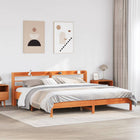 Bedframe massief grenenhout wasbruin 200x200 cm