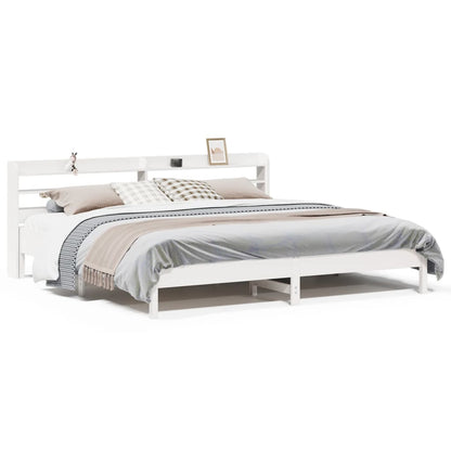Bedframe zonder matras massief grenenhout wit 180x200 cm