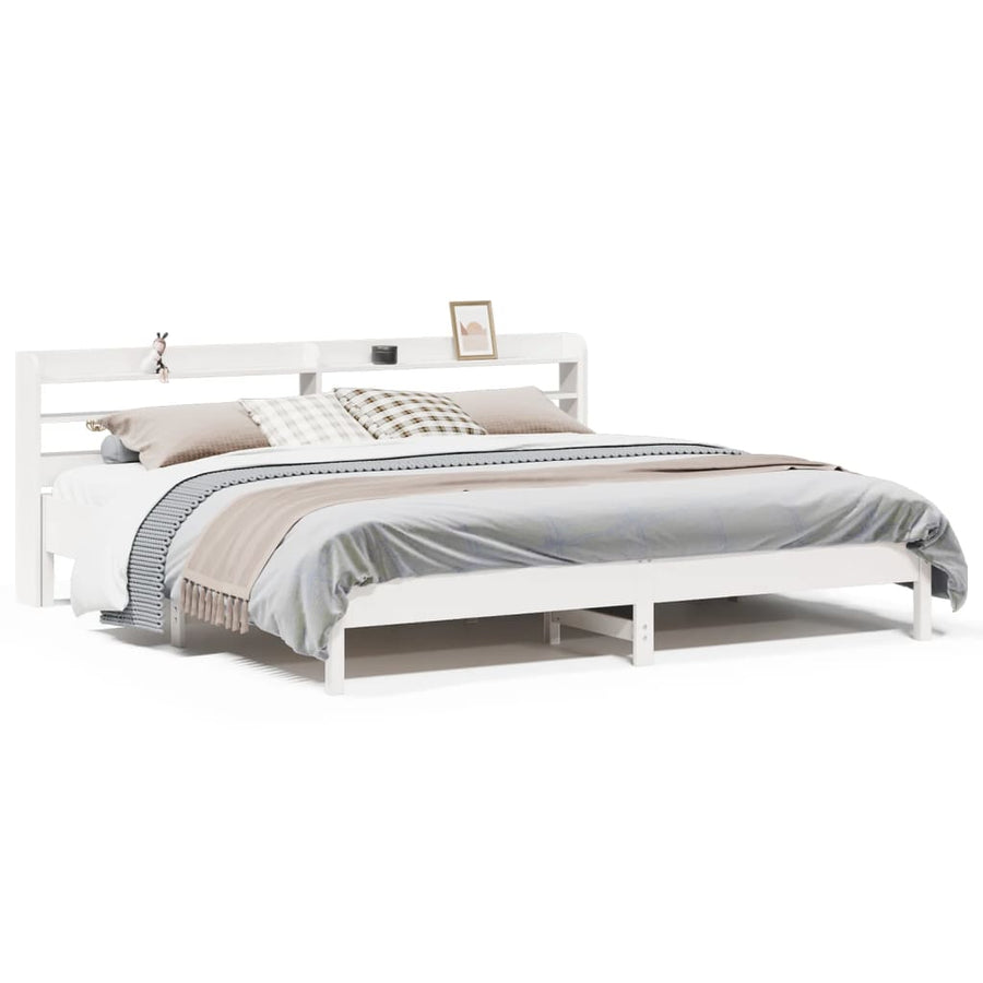 Bedframe zonder matras massief grenenhout wit 180x200 cm