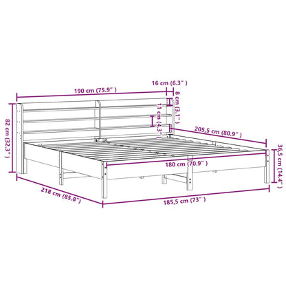 Bedframe zonder matras massief grenenhout wit 180x200 cm