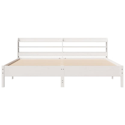 Bedframe zonder matras massief grenenhout wit 180x200 cm
