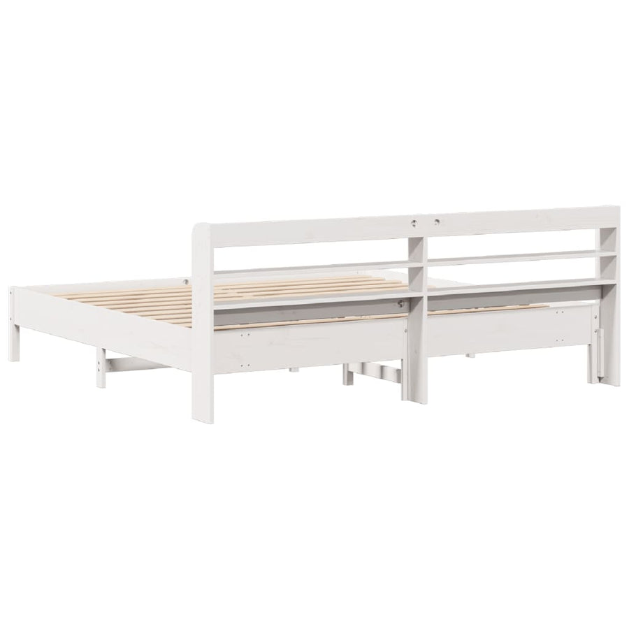 Bedframe zonder matras massief grenenhout wit 180x200 cm