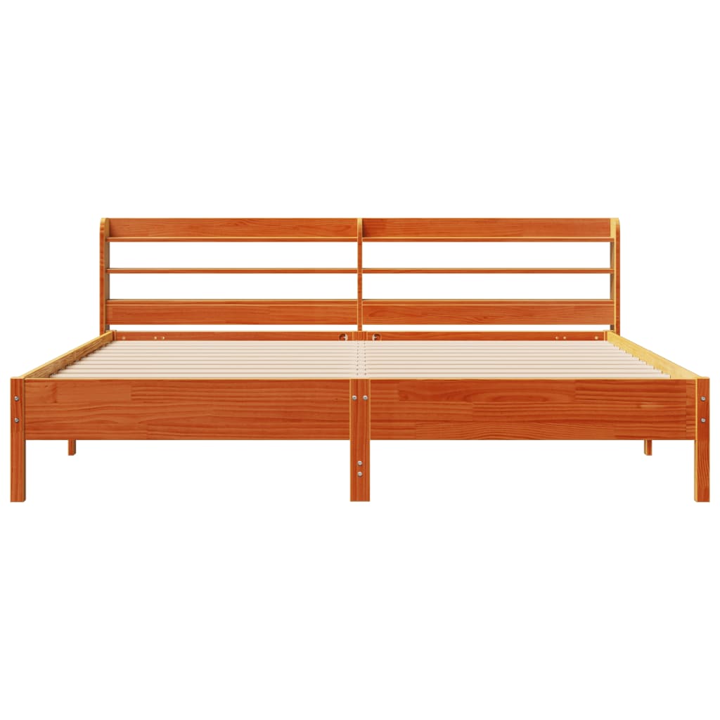 Bedframe zonder matras massief grenenhout wasbruin 180x200 cm