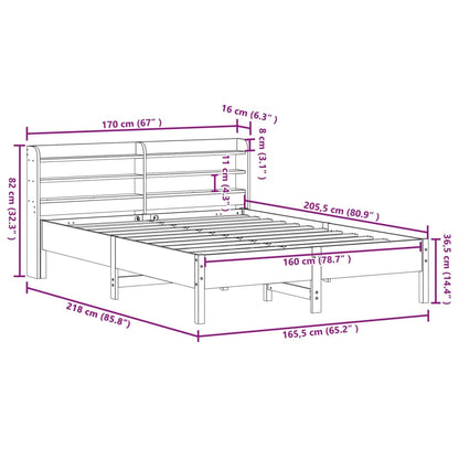 Bedframe zonder matras massief grenenhout 160x200 cm