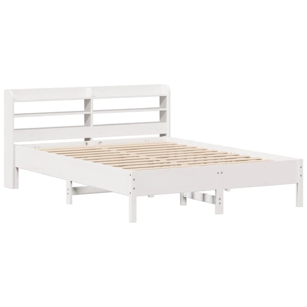 Bedframe zonder matras massief grenenhout wit 160x200 cm