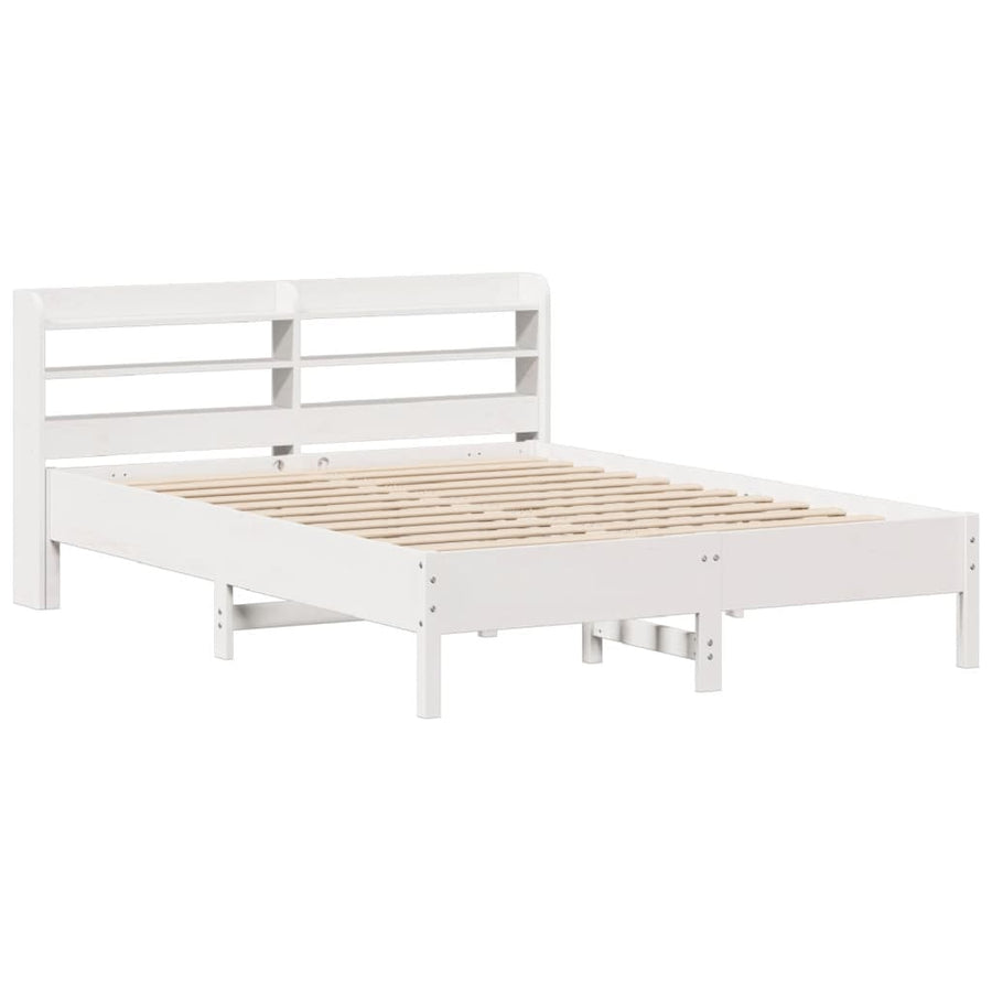 Bedframe zonder matras massief grenenhout wit 160x200 cm