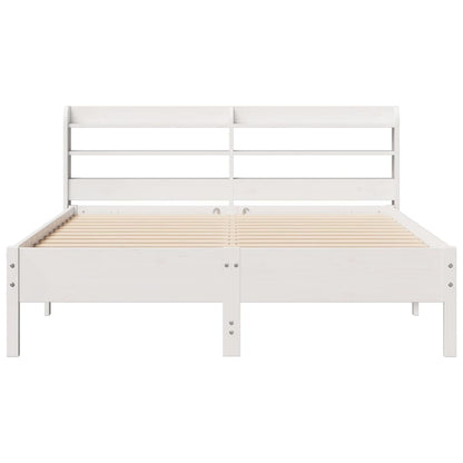 Bedframe zonder matras massief grenenhout wit 160x200 cm