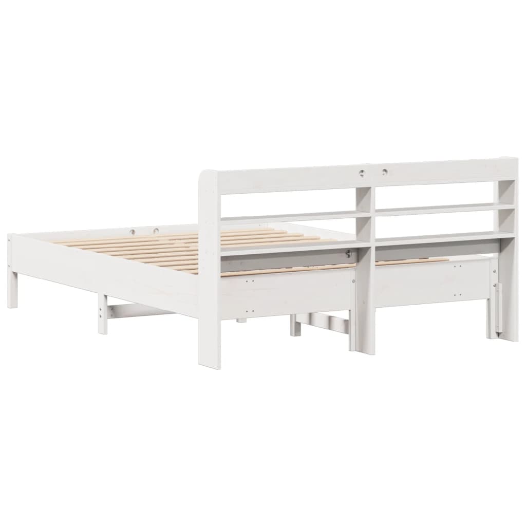 Bedframe zonder matras massief grenenhout wit 160x200 cm