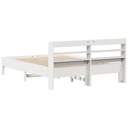 Bedframe zonder matras massief grenenhout wit 160x200 cm