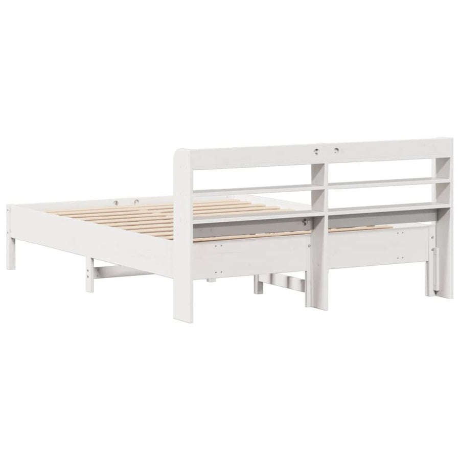 Bedframe zonder matras massief grenenhout wit 160x200 cm