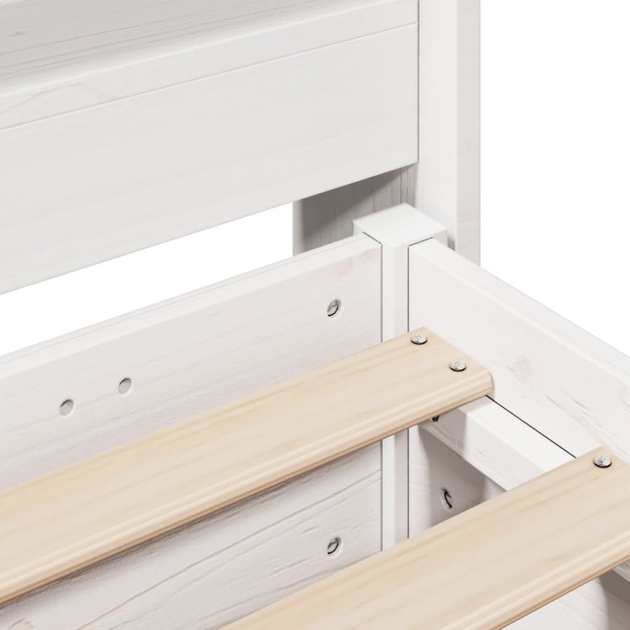 Bedframe zonder matras massief grenenhout wit 160x200 cm