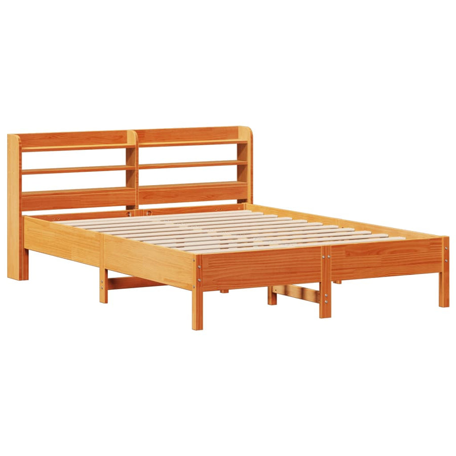Bedframe zonder matras massief grenenhout wasbruin 160x200 cm